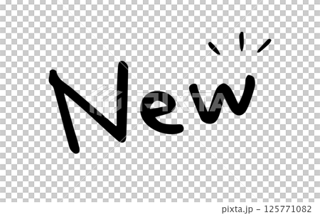 Simple handwritten NEW black text 125771082
