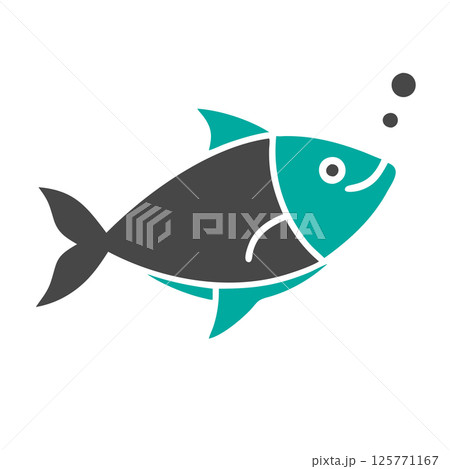 Minimalist Fish Outline Icon Simple Seafood Symbol for Menus, Packaging & Marine-Themed Designs 125771167