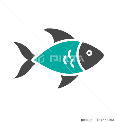 Minimalist Fish Outline Icon Simple Seafood Symbol for Menus, Packaging & Marine-Themed Designs 125771168