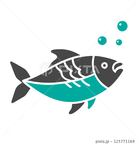 Minimalist Fish Outline Icon Simple Seafood Symbol for Menus, Packaging & Marine-Themed Designs 125771169