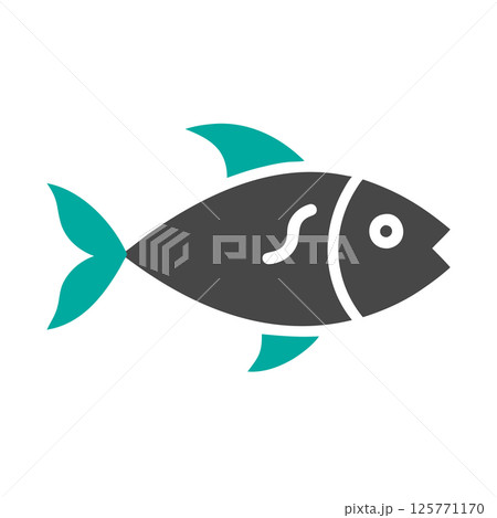 Minimalist Fish Outline Icon Simple Seafood Symbol for Menus, Packaging & Marine-Themed Designs 125771170
