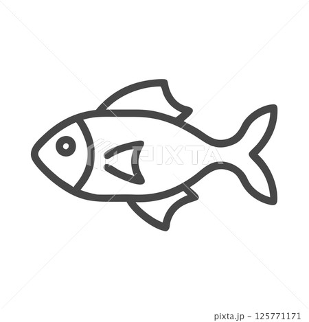 Minimalist Fish Outline Icon Simple Seafood Symbol for Menus, Packaging & Marine-Themed Designs 125771171