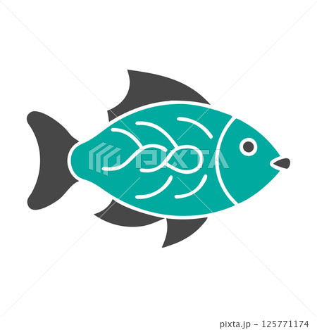 Minimalist Fish Outline Icon Simple Seafood Symbol for Menus, Packaging & Marine-Themed Designs 125771174