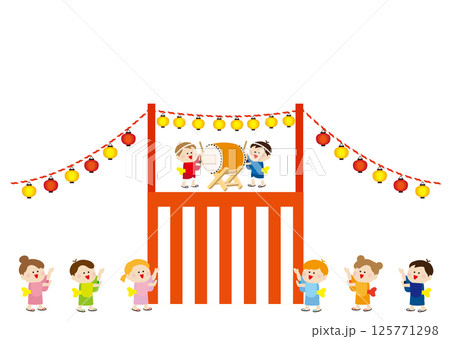 かわいい盆踊りのイラスト背景 125771298