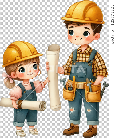 Father and Daughter Collaborating on a Construction Project Father and Daughter Collaborating on a Construction Project 125771521