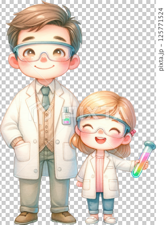 Scientist Dad and Daughter Sharing a Moment 125771524