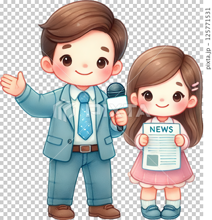 Father and Daughter News Reporters 125771531