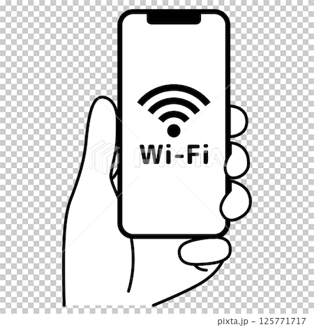 Wi-Fiに繋がっているスマートフォンを持つ手 125771717