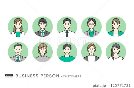 ネガティブな表情のビジネスパーソン ベクターイラストセット 125771721
