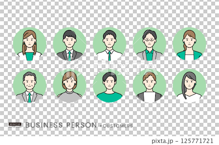 ネガティブな表情のビジネスパーソン ベクターイラストセット 125771721
