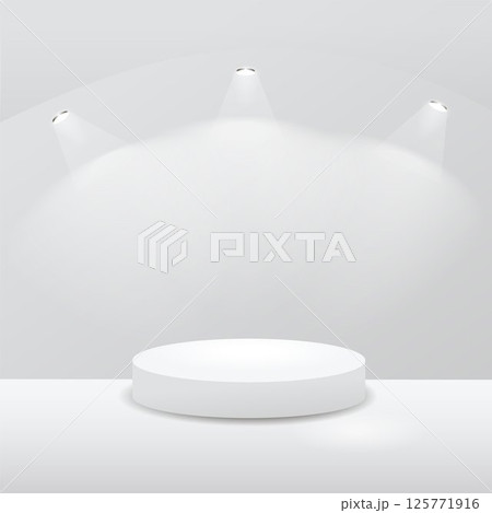 White room with Stage and light isolated 125771916