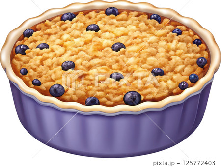 Homemade blueberry crumble in a baking dish Homemade blueberry crumble in a baking dish 125772403