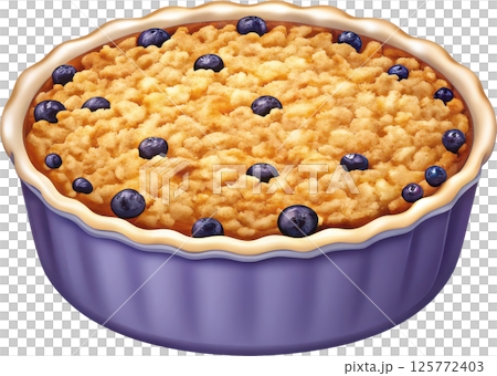 Homemade blueberry crumble in a baking dish Homemade blueberry crumble in a baking dish 125772403