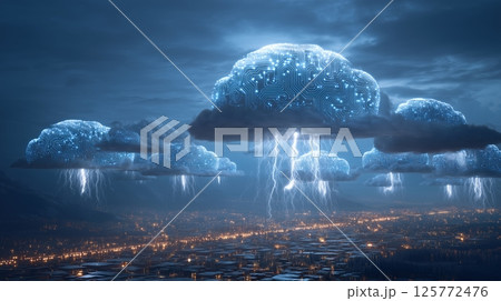 Circuit Cloud Storm Over Smart City 125772476