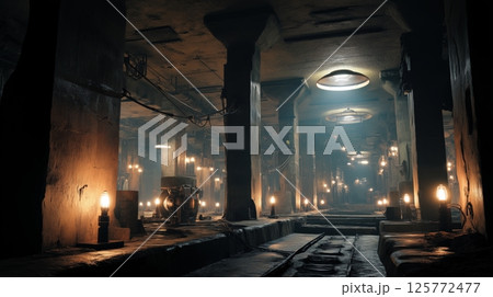 Abandoned Underground Industrial Tunnel 125772477