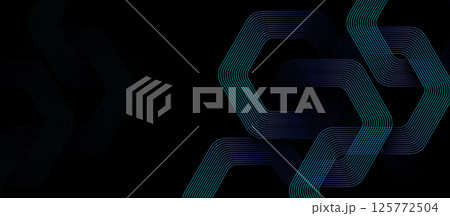 Modern Abstract Hexagon Background with Gradient Line Design on Black Modern Abstract Hexagon Background with Gradient Line Design on Black 125772504