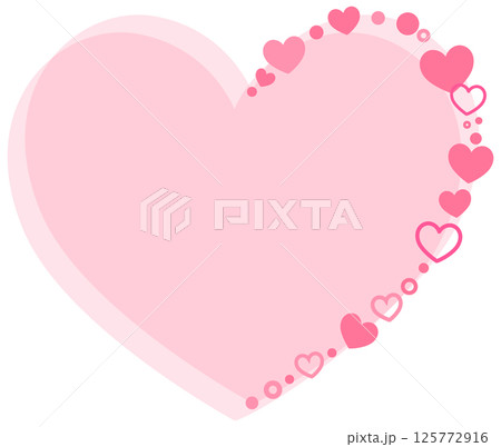 ピンクのハートとオブジェクトのシンプルフレーム素材 125772916