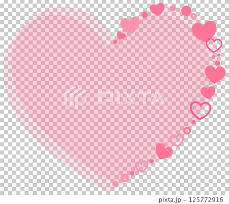 ピンクのハートとオブジェクトのシンプルフレーム素材 125772916