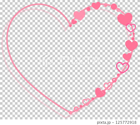Simple frame material made of pink hearts and lines 125772918