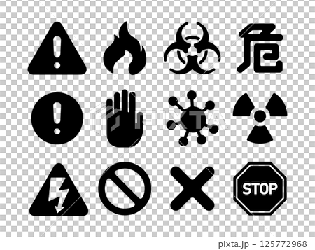 Danger, caution, hazard etc. icon set vector illustration 125772968