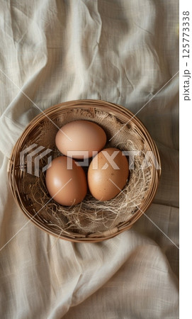 Egg brown on wooden rattan farm product story background Egg brown on wooden rattan farm product story background 125773338