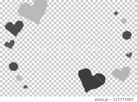 モノクロの手描きのハート模様のフレーム背景 125773907