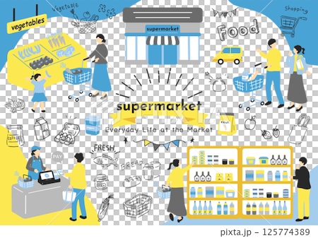 人們在超市購物 人們在超市購物 125774389