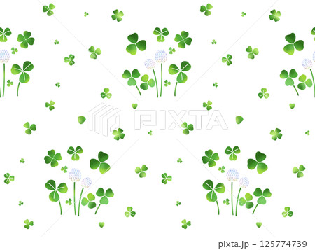 クローバーのシームレスパターン　E-2 125774739