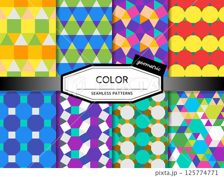 正多角形の平面充填のシームレスパターンのセット カラー 正多角形の平面充填のシームレスパターンのセット カラー 125774771