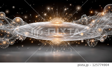 光と粒子が描く未来的なエネルギーフィールド 125774904