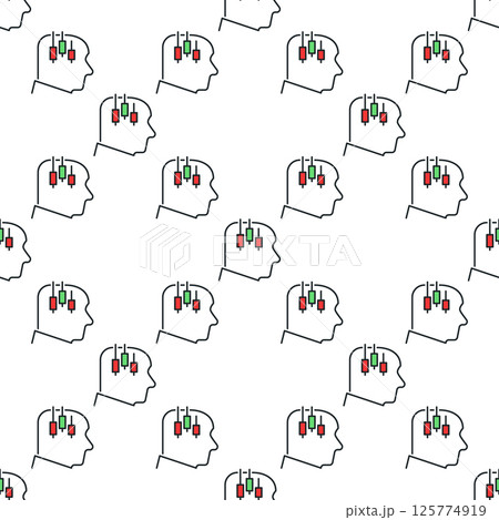 Human Head with Candlestick Chart vector colored seamless pattern 125774919