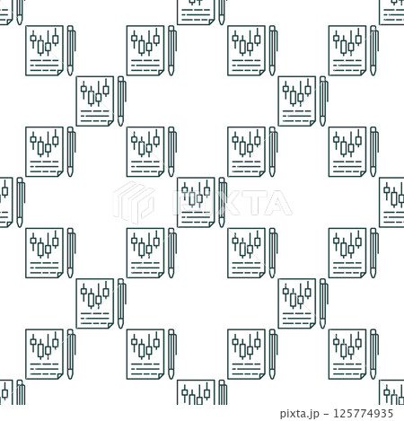 Paper with candlestick pattern vector electronic trading document outline seamless pattern 125774935
