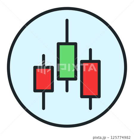 Candlestick pattern inside circle vector selling financial derivatives colored icon or symbol 125774982
