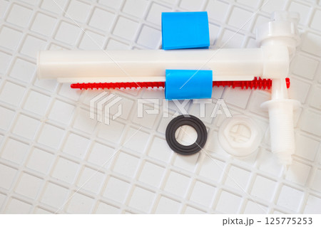 Plumbing sewerage. Flush mechanism, siphon fittings Plumbing sewerage. Flush mechanism, siphon fittings 125775253