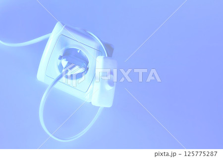 Electrical socket for connecting devices and a switch in blue 125775287