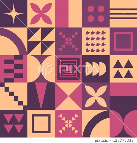 Abstract Geometric Background. Neo Geo Pattern. Abstract Pattern Trendy with Square and Round Colored. Neo Geo Seamless Pattern Design Can Be Used For Wrapping Paper, Packaging, Wallpaper, Cover, post Abstract Geometric Background. Neo Geo Pattern. Abstract Pattern Trendy with Square and Round Colored. Neo Geo Seamless Pattern Design Can Be Used For Wrapping Paper, Packaging, Wallpaper, Cover, post 125775338