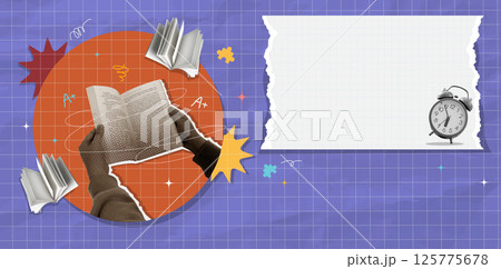 Back to school concept showcasing reading and learning tools. Vector illustration 125775678