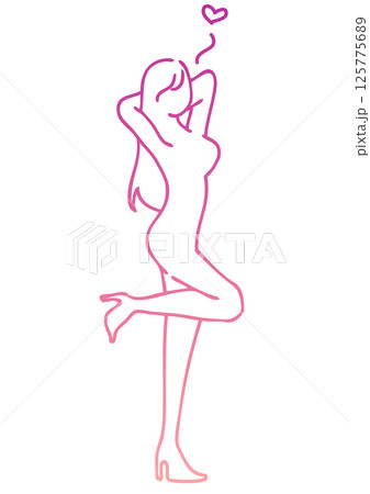 セクシーなポーズをとるシンプルな女性の線画 セクシーなポーズをとるシンプルな女性の線画 125775689