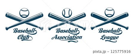 Monochrome baseball emblem set 125775916