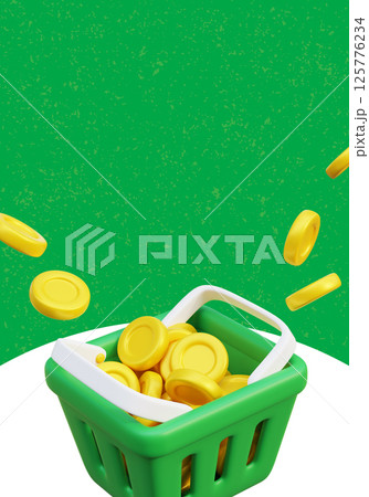 Green shopping cart and coins event template 125776234