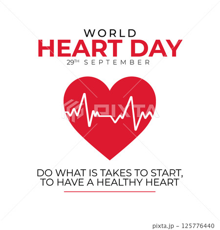 World Heart Day With Red Heart Design Template. World Heart Day Template Design 125776440