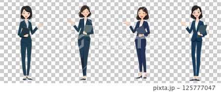 穿西裝的女人的全身姿勢集 125777047