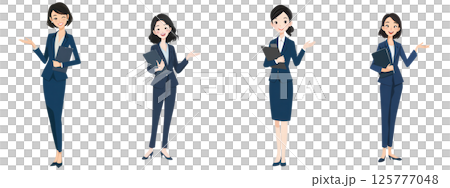 穿西裝的女人的全身姿勢集 125777048