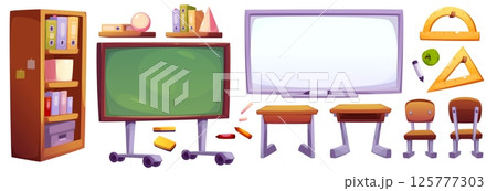 School classroom furniture and equipment set School classroom furniture and equipment set 125777303