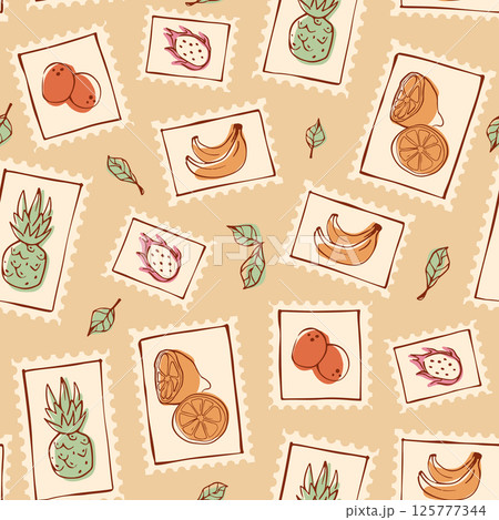 Seamless tropical travel stamp pattern Seamless tropical travel stamp pattern 125777344