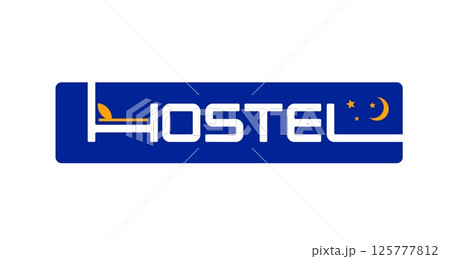 Hostel or hotel icon for guest house rooms rent or travel accommodation app, vector symbol. Hostel icon with bed and pillow, night moon and star silhouette for hotel, apartment room or guesthouse Hostel or hotel icon for guest house rooms rent or travel accommodation app, vector symbol. Hostel icon with bed and pillow, night moon and star silhouette for hotel, apartment room or guesthouse 125777812
