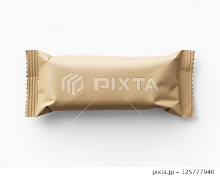 Brown packaged snack on a plain background waiting to be enjoyed by sweet lovers at any time of day 125777940