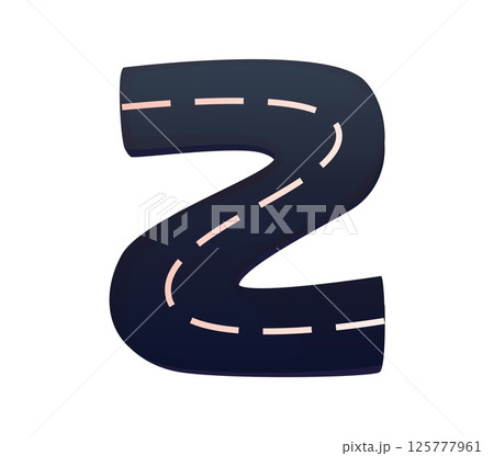 Automobile racing competition font racing track letter Z. Car road racing competition latin font sign, bike race rally vector kids ABC typeface symbol. Automobile drive motorsport typeset letter 125777961