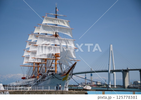 立山と帆船海王丸 125778381