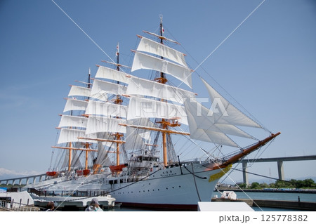 立山と帆船海王丸 125778382